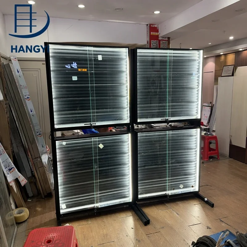 custom.Hangyi.factory Acrylic Metal Trading Card Display Cabinet Collectible Baseball Sports Card Display Rack With Lockabl