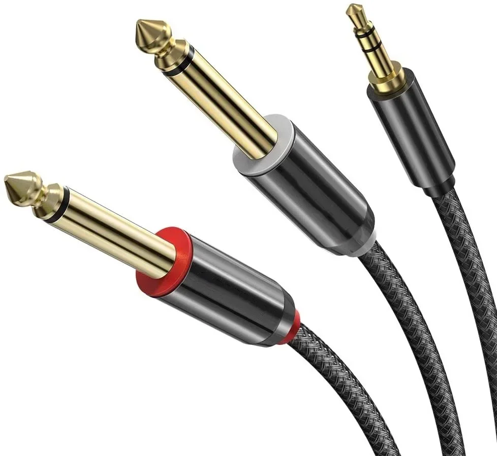 DREMAKE Stereo Audio Cable Jack 3.5mm To Double 6.5mm for Phone MP3 Laptop Tablet TV Speaker and So on 6.5 To 3.5 Jack