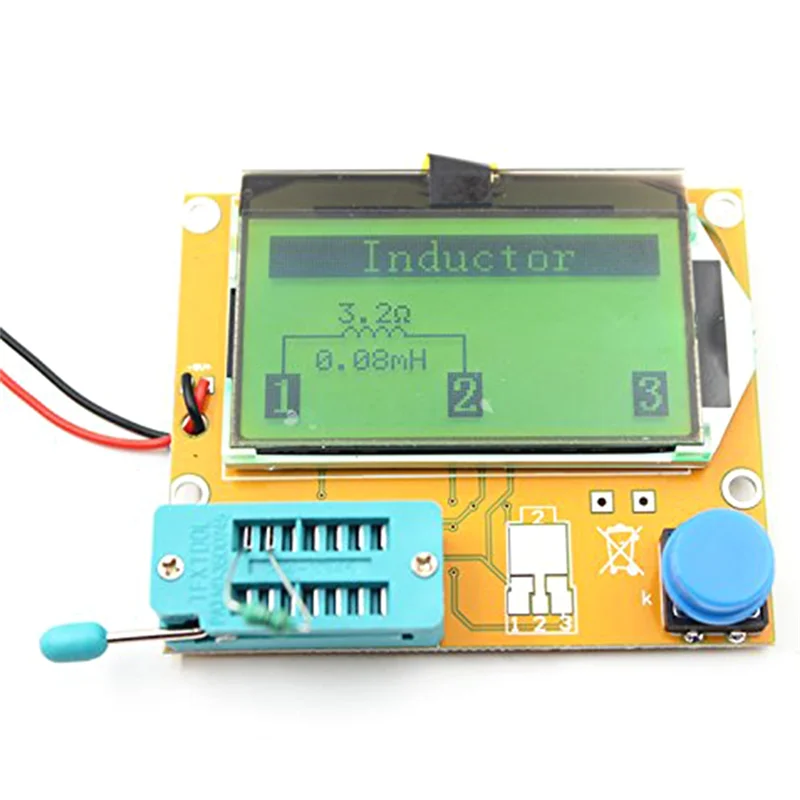 AS63-1Set 328 Graphical Transistor Tester NPN PNP Diode Triode Capacitor ESR MOSFET Resistance Sense LCD Display Checker ABS
