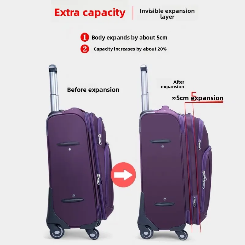 

Canvas Ox Fabric Lage Bag with Four-Way Wheels Travel Suitcase ex 24 Inch Password Box Faion Trend Youth