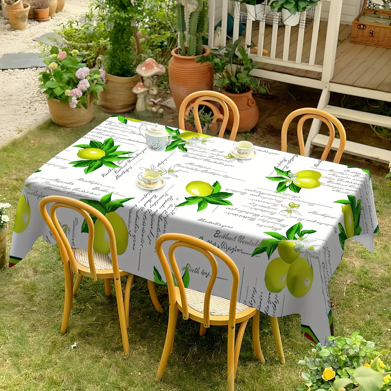 1pc, Lemon Print Tablecloth, rectangular table cover, suitable for weddings, parties, restaurant decor, picnics, and camping, exquisite design, machine, essential for outdoor enthusiasts, holiday party decorations, birthday party decor