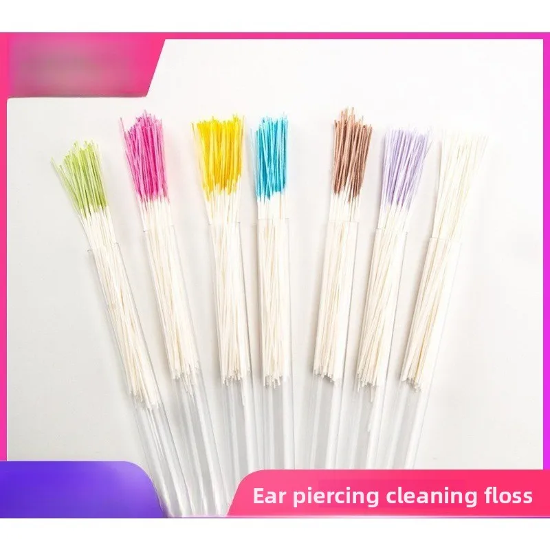60Pieces Colorful Piercing Cleaning Thread Gentle Dirt and Odor Remover Easy‑Use Hygiene Tool for Ear Hole Aftercare Maintenance