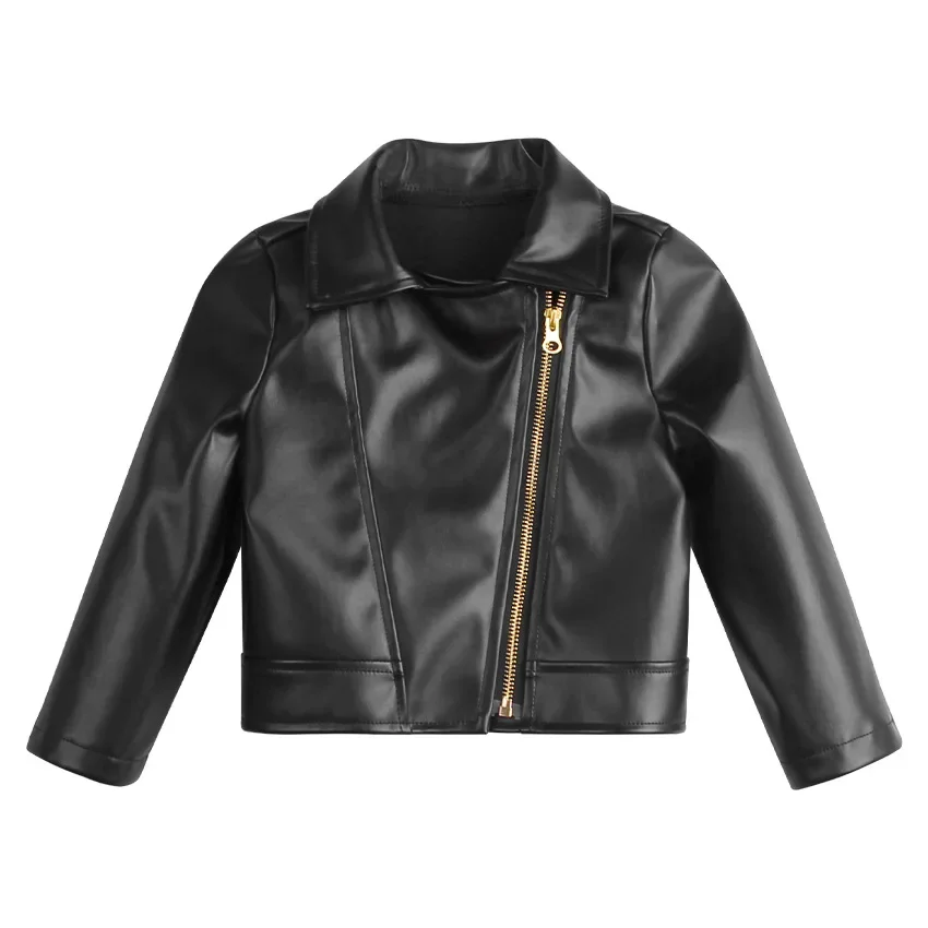 Kid Boys Leather Jacket Solid Color Girls Coats Kids Casual Style Children Jackets Spring Autumn Clothes For Boys