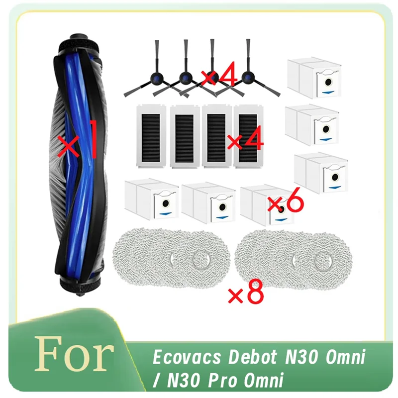 ABXH For Ecovacs Debot N30 Omni / N30 Pro Omni Robot Vacuum Main Side Brush Mop Filter Dust Bag Enhanced Cleaning Efficiency
