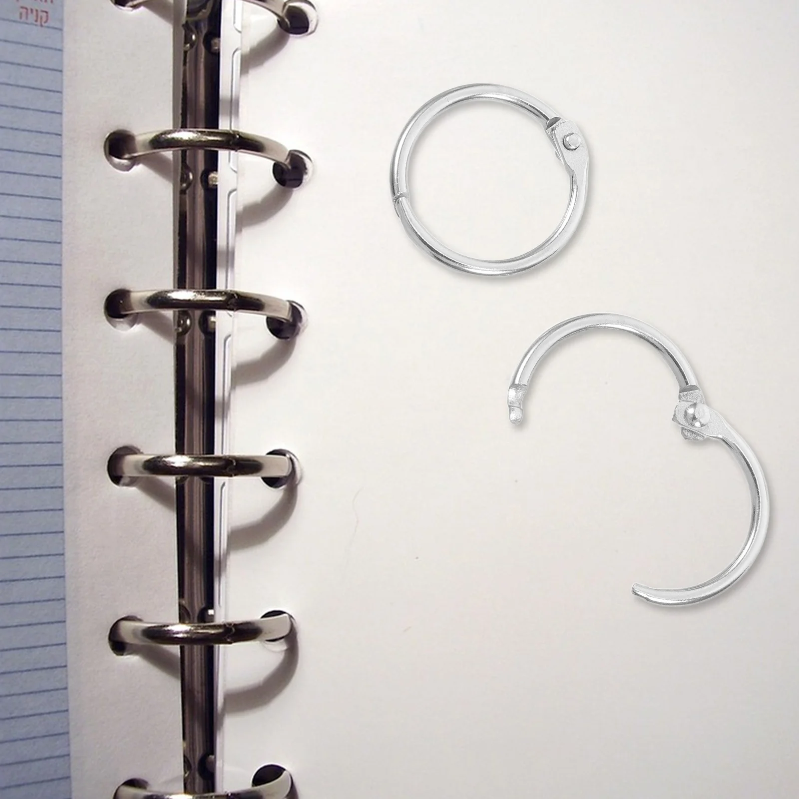 Anneaux de livre en métal de 20Mm, 100 pièces, cercle de reliure pour bricolage, Scrapbook, mémo, classement, porte-clés, Organization de la maison, finition argentée