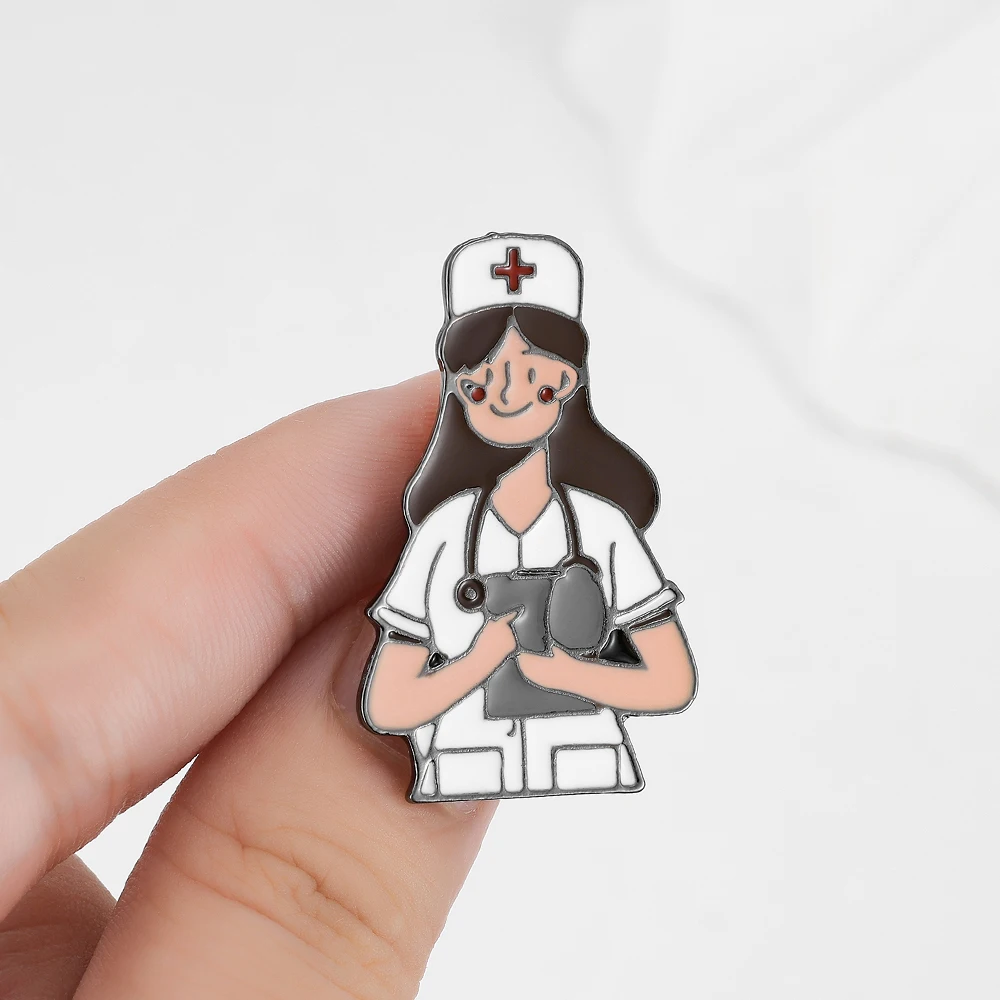 Hanreshe Lovely Nurse Doctor Pin Medical Brooch Jewelry Backpack Lapel Cartoon Badge for Nursing Student Gifts