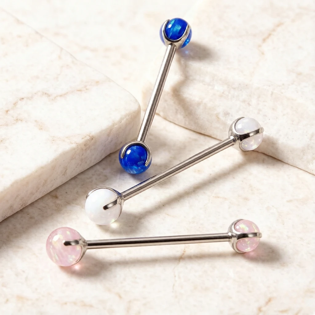 F136 Titanium Opal Straight Barbell 16G Body Jewelry for Lip Nipple Tongue Daith Helix Tragus Piercing Fashion Ear  Accessory