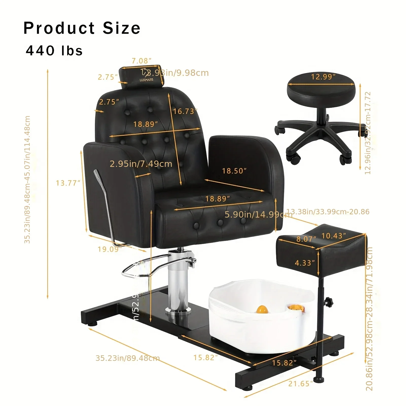 Foot SPA Chair Sofa with Foot Bath Basin Pedicure Hydraulic Lifting 360° Rotation Nail Salon Furniture image 2