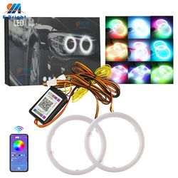 12V 24V RGB Streamer APP Control Angel Eyes Halo Ring DRL for Scooter Car UTV ATV Motorcycle Headlight Fog Decorative Light 2pcs