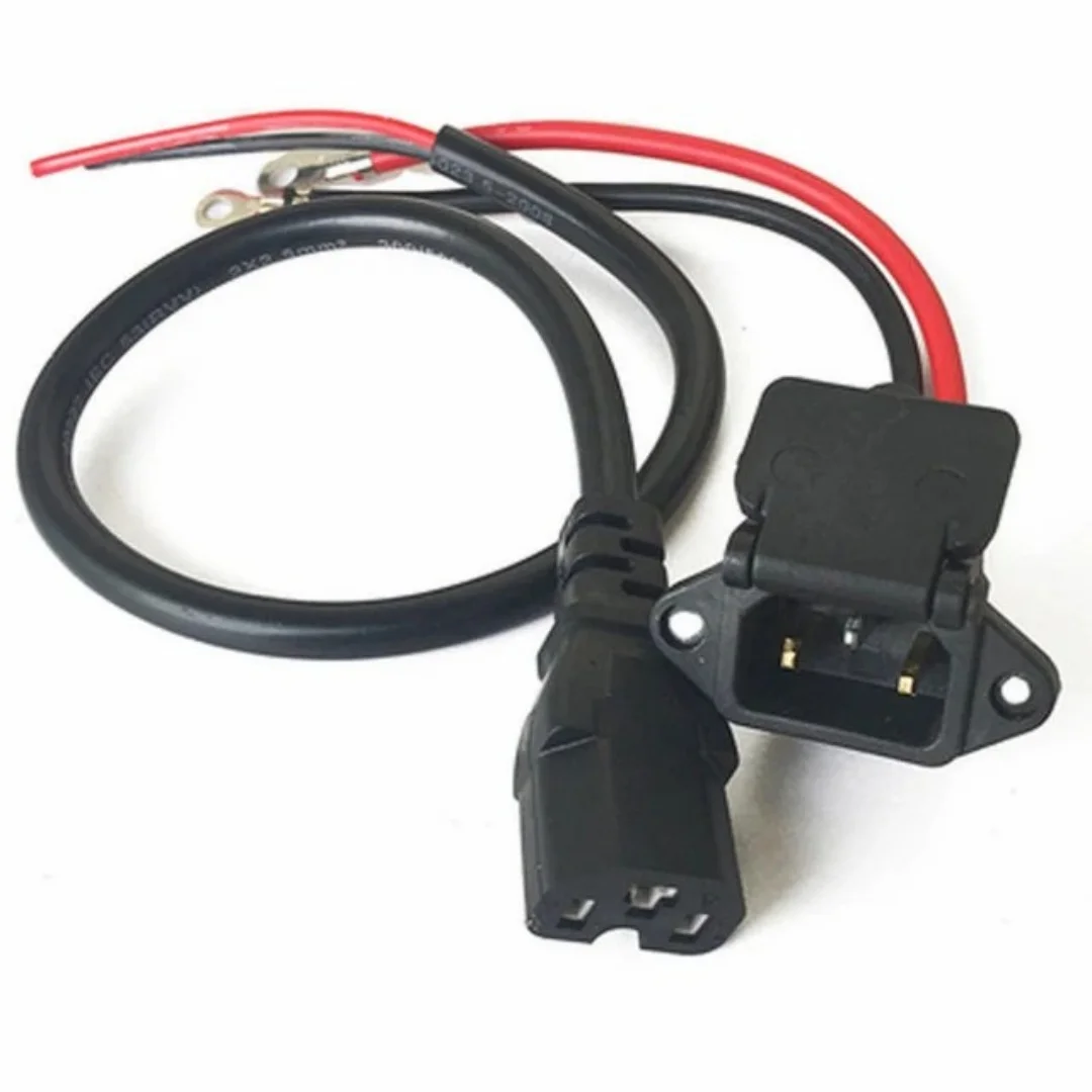 IEC 320 C14 Male 3 Pins Mount 11AWG/9AWG AC Inline Plug Set Power Cord Panel Mount Plug base 2 Open Wiring Stripped for Car Home