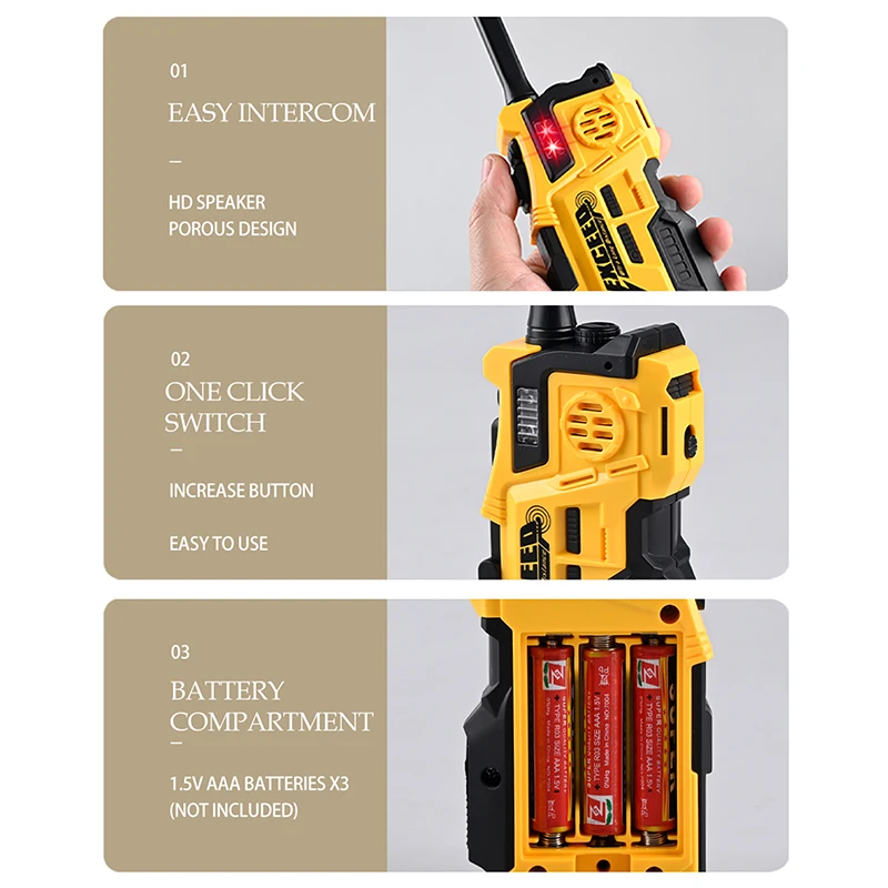 【BS】2 Pezzi Radio Bidirezionale per Bambini con Luci per Sport all'Aperto, Campeggio, Arrampicata, Walkie Talkie a Lungo Raggio