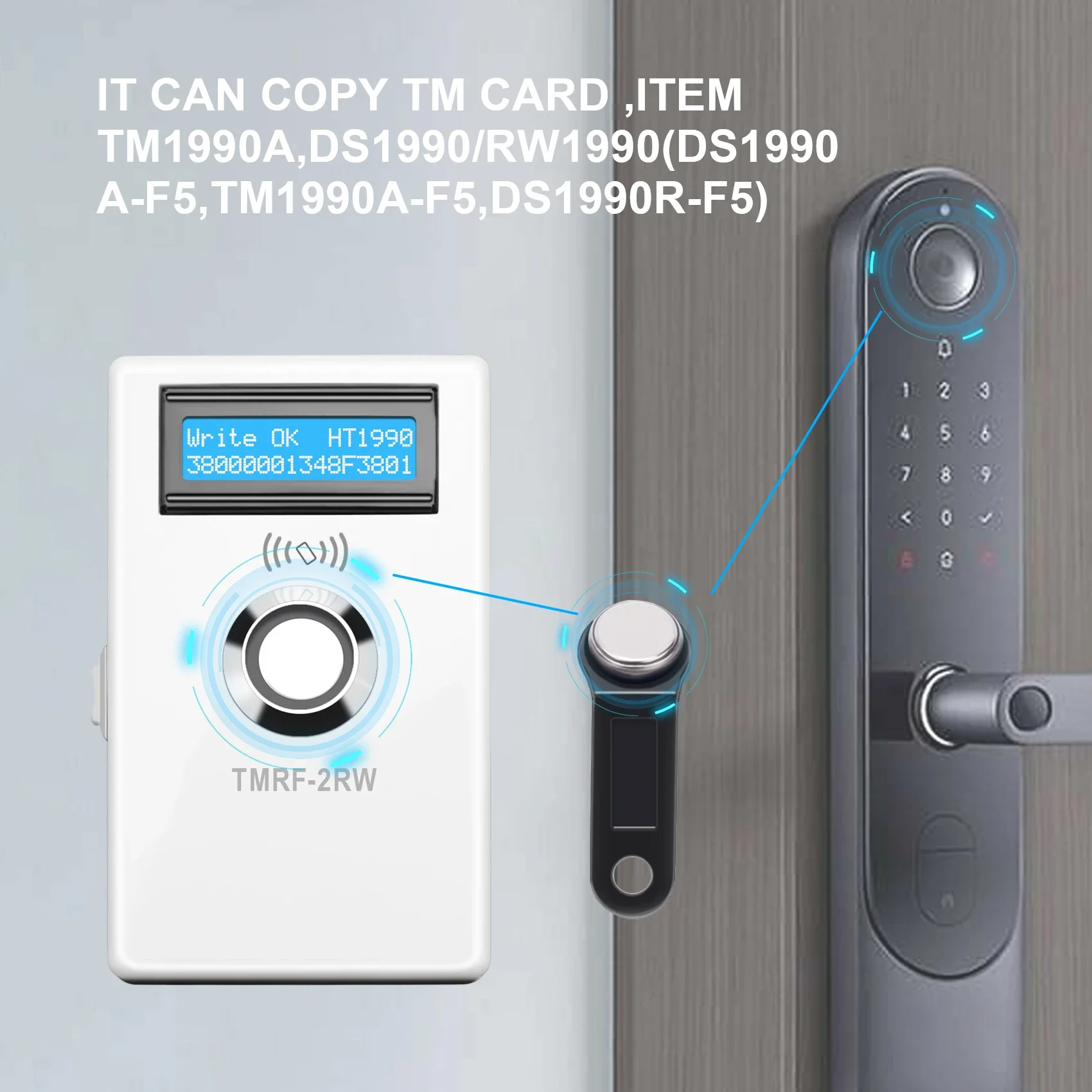 TMRF-2RW iButton Programmer DS1990A Duplicator Copier 125KHz RFID Reader Recorder RW1990 Key Marker RFID Copier T5577 Keychain