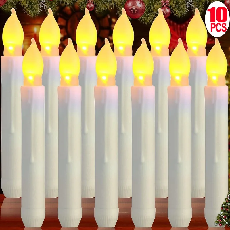 LED Long Candle Light Pointed Tears Candle Light Battery Powered Electronic Candle Home Party Dinner Lighting Decoration Lamps