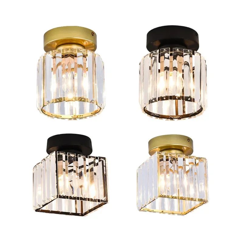 

Led Ceiling Lights Crystal Lampshade Balck Gold Plafonnier Living Room Bedroom Modern Round Square Decorative Ceiling Lamp E27