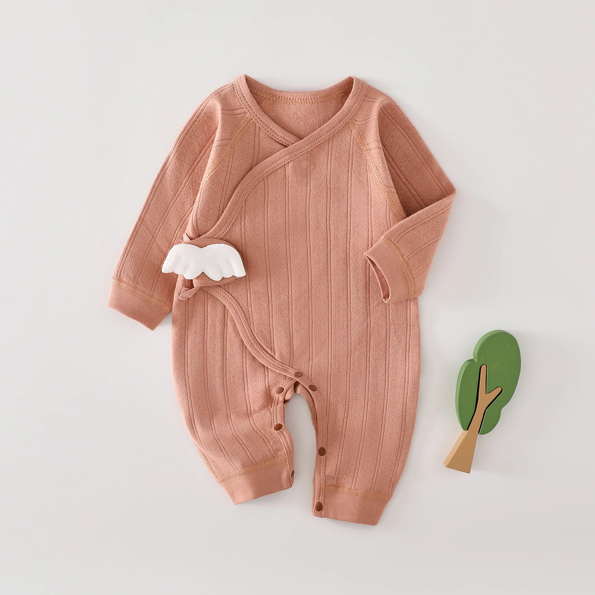 AYNIGIELL Newborn Baby Solid Color Jumpsuit Spring and Autumn 0-6Months Baby Rompers Newborn Girls Boys 100%Cotton Clothes