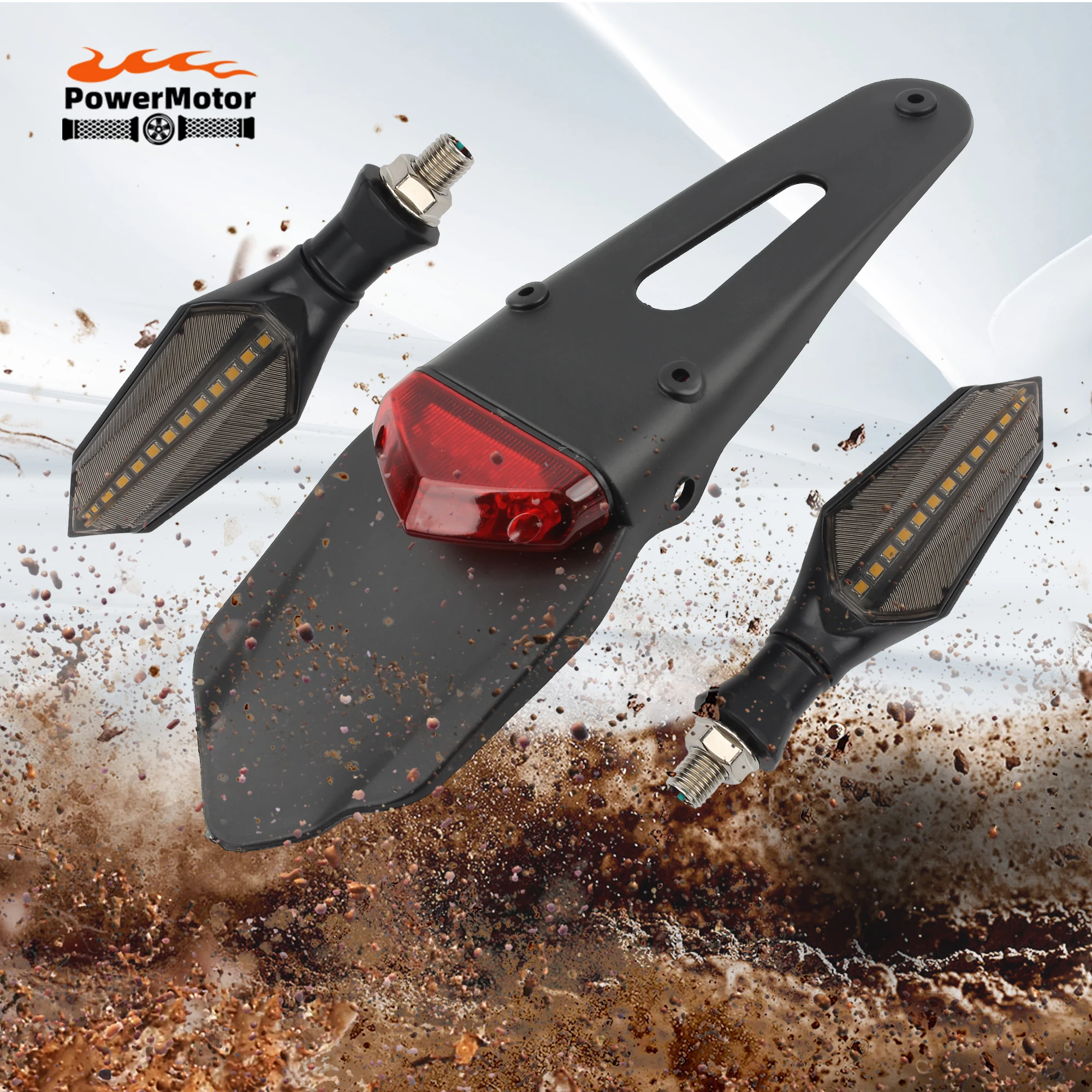 

Dirt Pit Rear Fender Taillight Motorbike 12V LED Tail Brake Lamp License Plate Lamp Enduro Trail Supermoto Motorcycle Parts