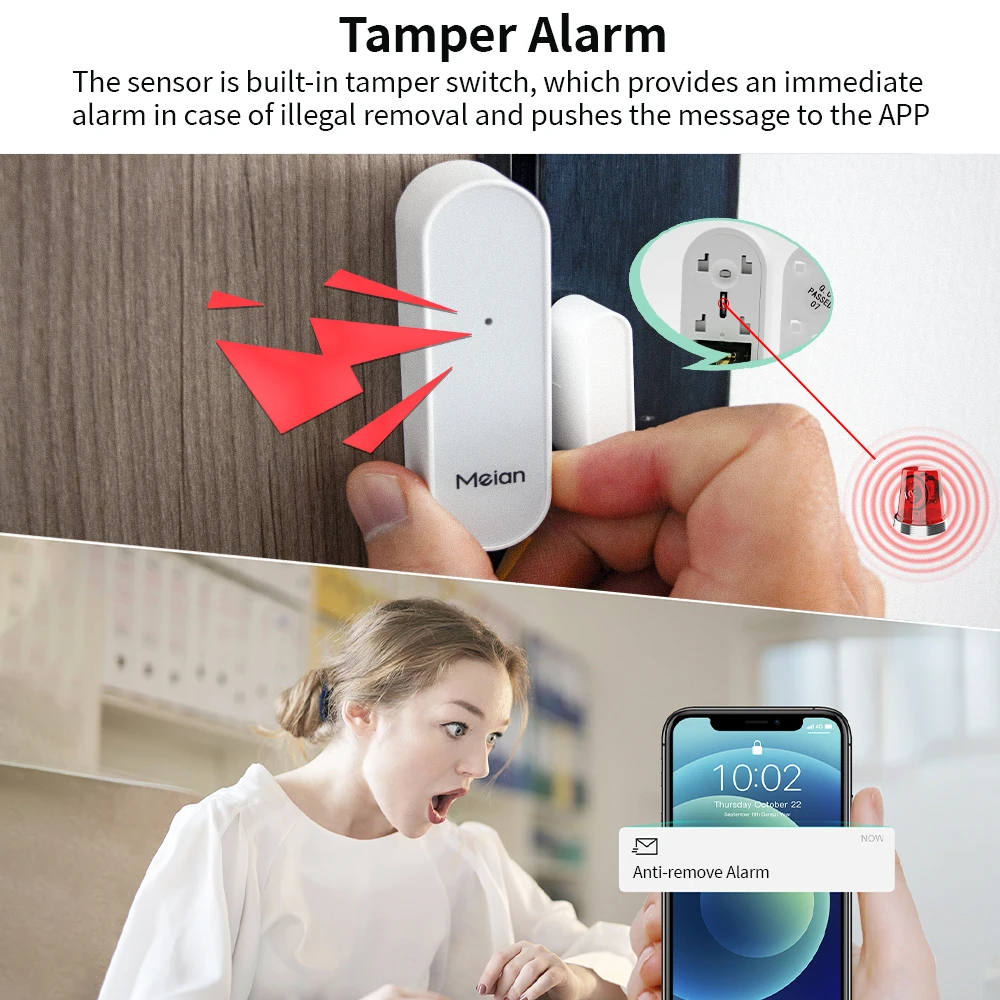 Meian Zigbee Window Door Sensor Tuya Smart Home Wireless Door Alarm Wifi Door Sensor Open Closed Detector Security Protection