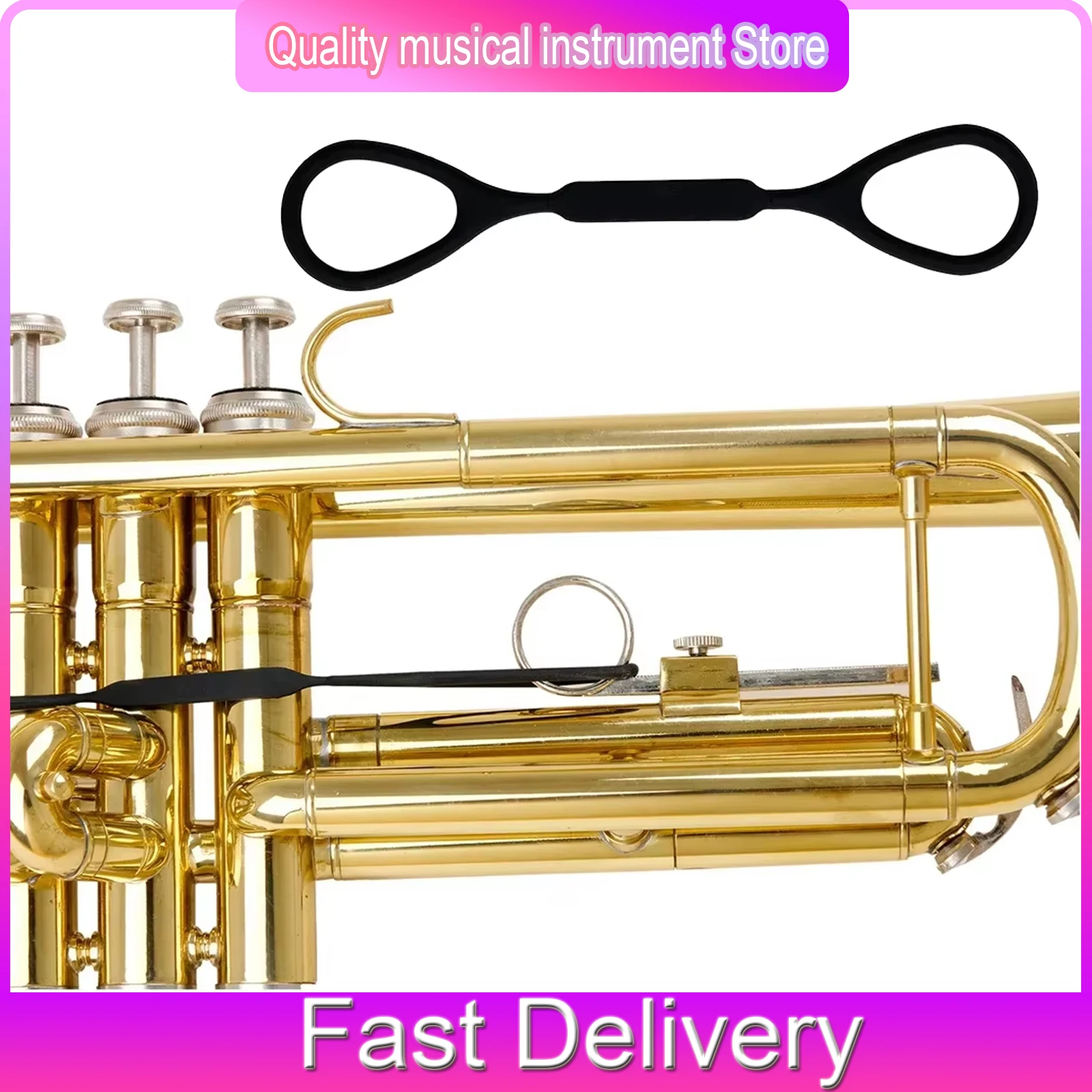 Trumpet 2Pcs Silicone Tension Cord Pipe Drag Cord Pitchfork Drag Rope Elasticated Ends Trumpet Parts Instrument Accessory