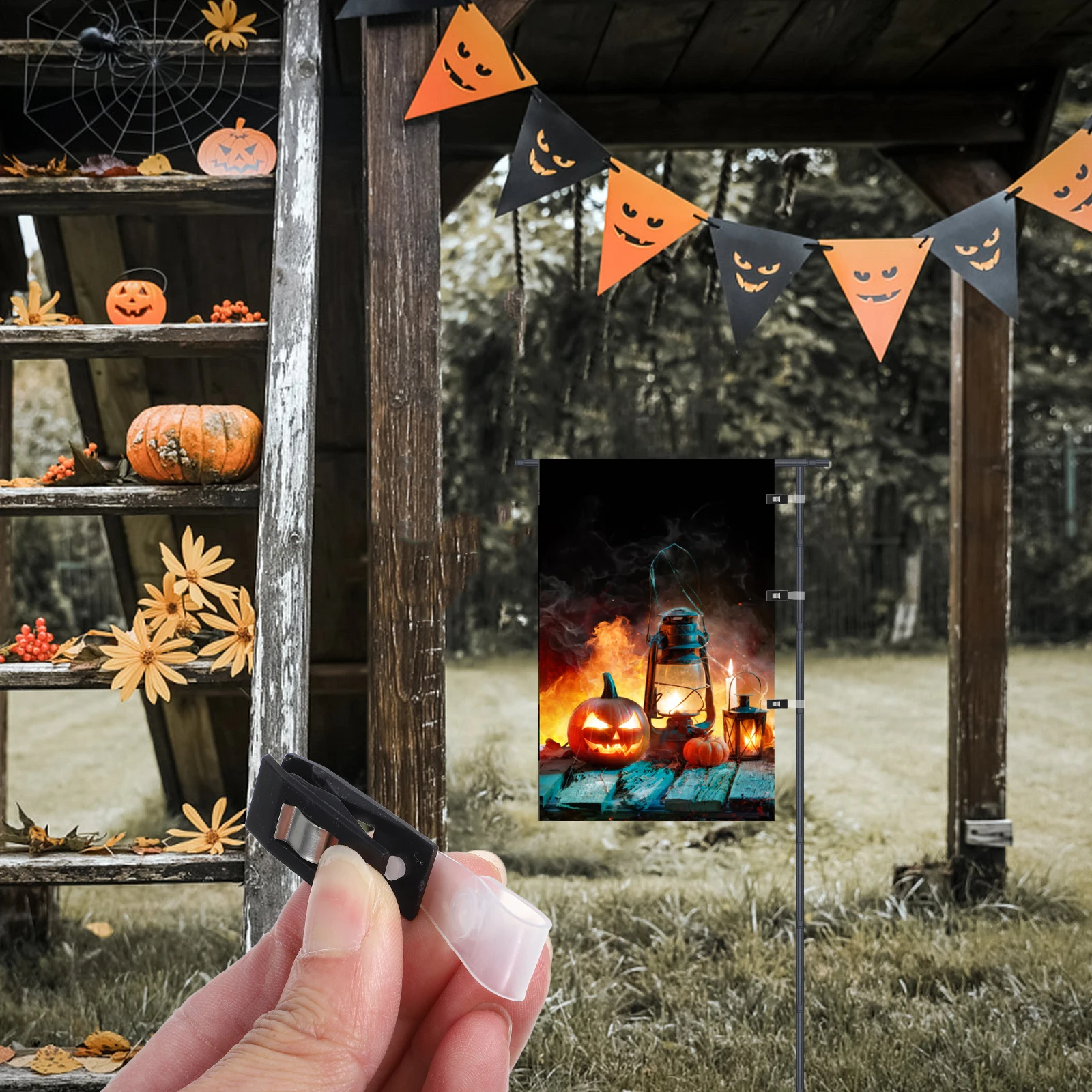 

20pcs Garden Flag Clips Plastic Weatherproof Wind Resistant For Outdoor Garden Party Decorative Flags Clamp Stopper Bracket