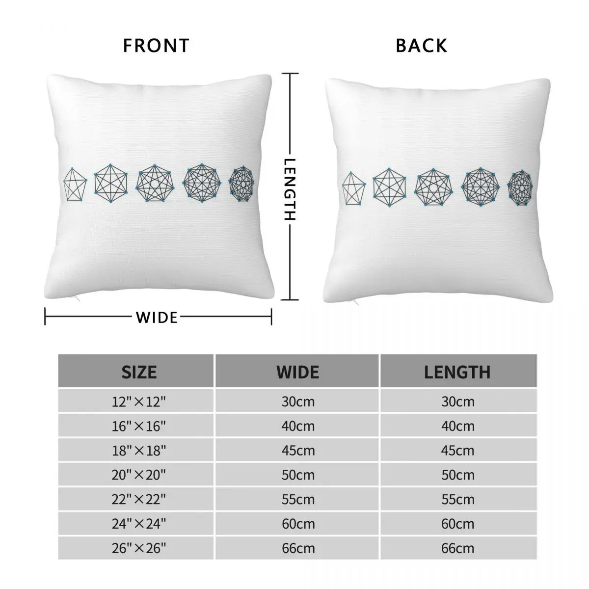Graph Theory Complete Graphs Square Pillowcase Polyester Linen Velvet Printed Zip Decorative Car Cushion Cover