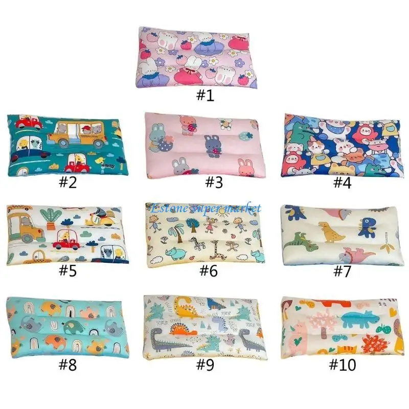 

090B Дышащая детская подушка Легко чистится и обслуживается Хлопковая подушка для новорожденных с принтом из мультфильма Удобный мягкий подголовник