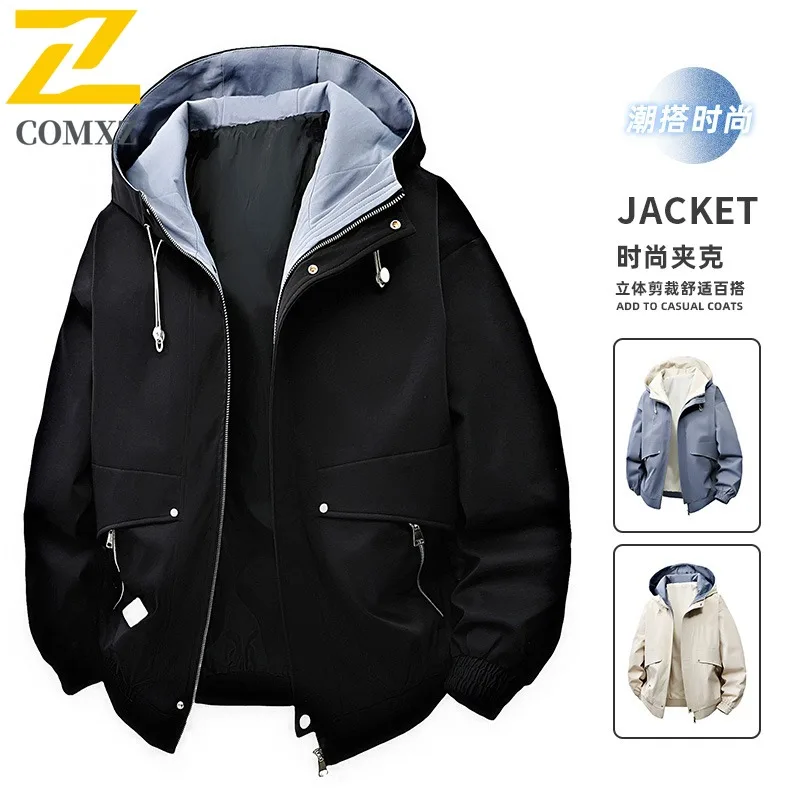 COMXZ Men Overcoat 2025 Scratch Resistant Adventure Climbing High-Quality Lightweight Jacket Hiking Cycling Outdoor Camping Coat