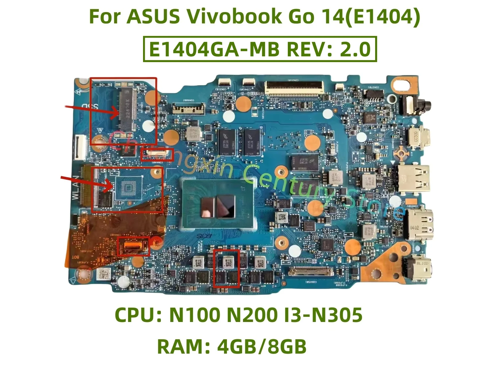 E1404GA-MB REV: 2.0 Motherboard for ASUS Vivobook Go 14(E1404G) E1504G laptop with N100 N200 I3-N305 CPU RAM 4G/8G 100% testing