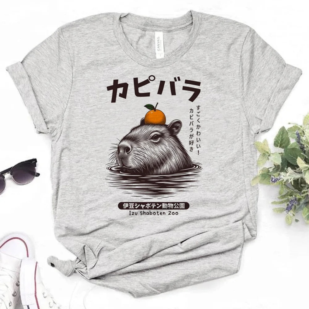 Capybara t shirt women anime Y2K Tee girl streetwear Japanese graphic clothing