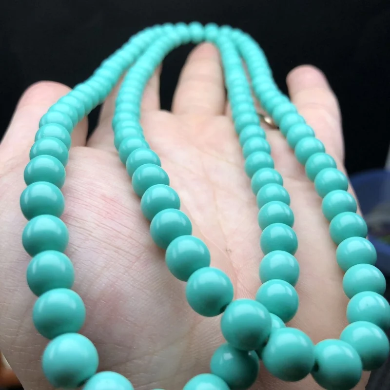 

High Porcelain Buddha Bracelet 8.8mm 108 Beads Turquoise Necklace Fashionable Versatile