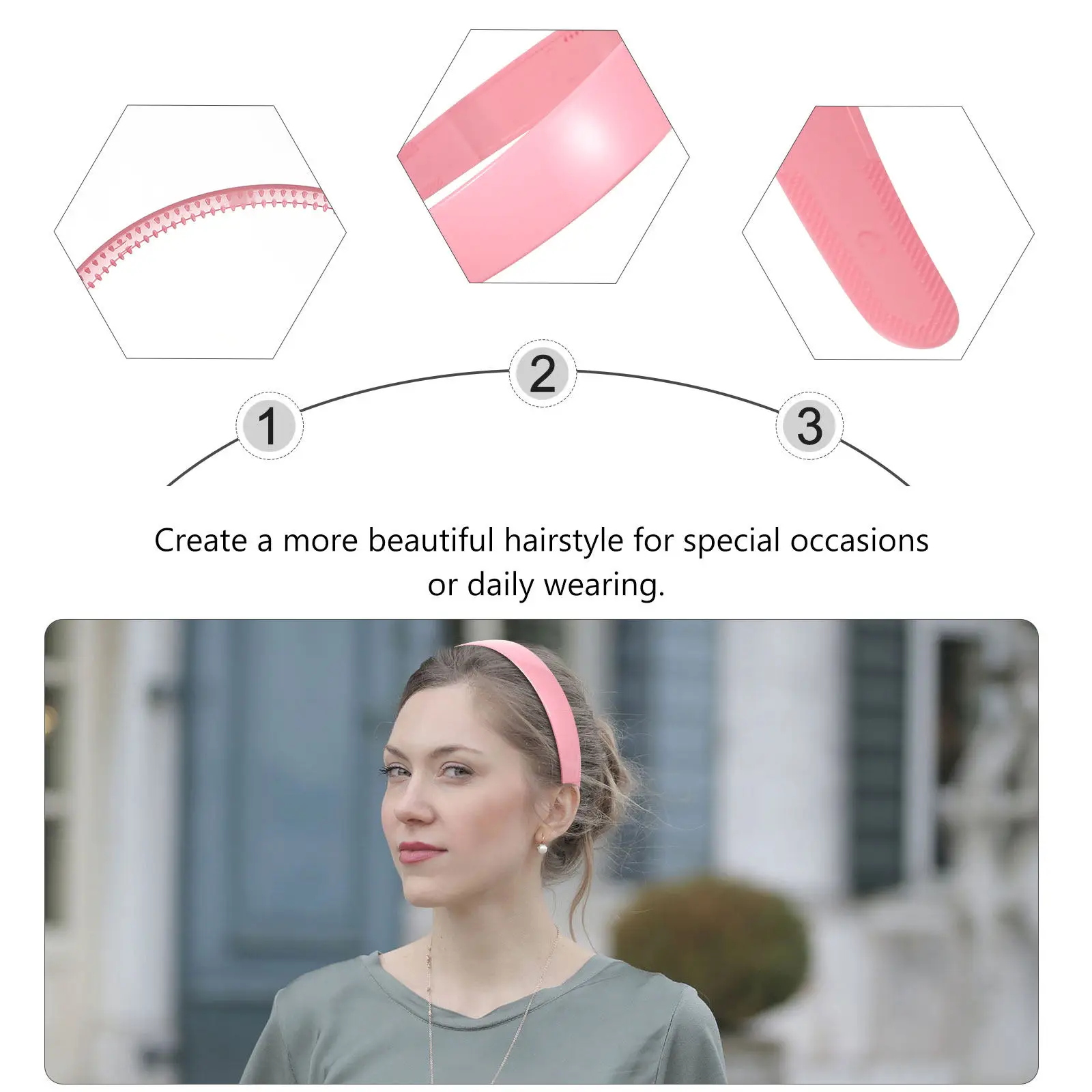 

3pcs Wide Hoop For Women Assorted Colors Plastic Toothed Headband Solid Color Hair Band Fashion Hair Accessories