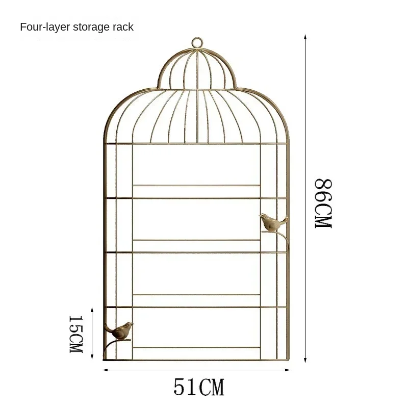 Nordic nagellakrek, metalen vogelkooi displaystandaard, meerlaagse muurhangende opslag, stabiele dragende parfumorganizer