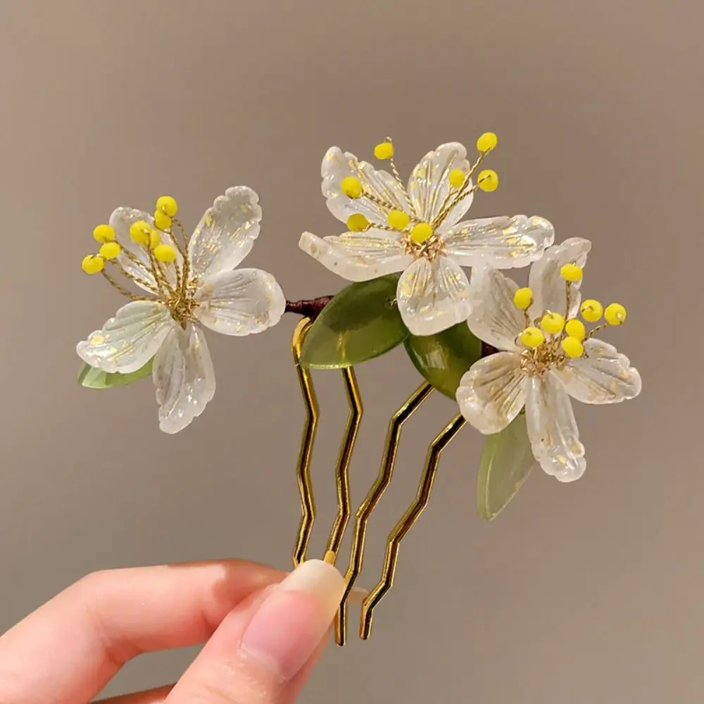 

Antique Hair Comb Chinese Style Hair Stick U Shape Pearl Hanfu Hairpin Tassel Flower Cheongsam Accessories