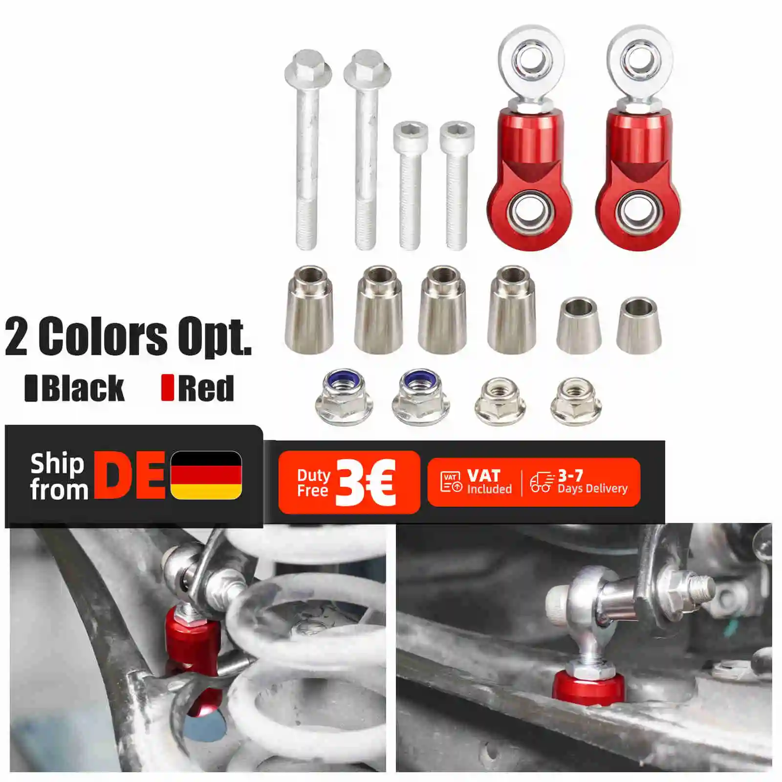 Image of Einstellbare hintere Stabilisator-Verbindungsstangen für Audi A3 S3 8V TT Q3 Q2, Seat Leon 5F, Cupra Leon IV, VW Golf 7, Passat B8, Tiguan MK2, Jetta, Skoda Octavia III – Hintere