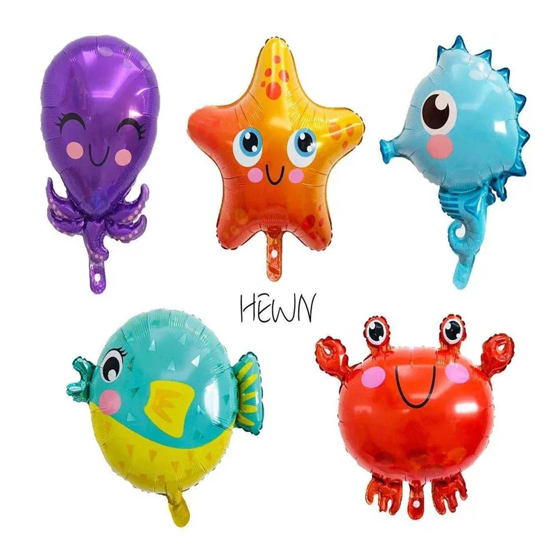 Children's Birthday Party Decoration Seahorse Starfish Puffer Cartoon Alien Q Version Marine Animal Floating Air Balloon