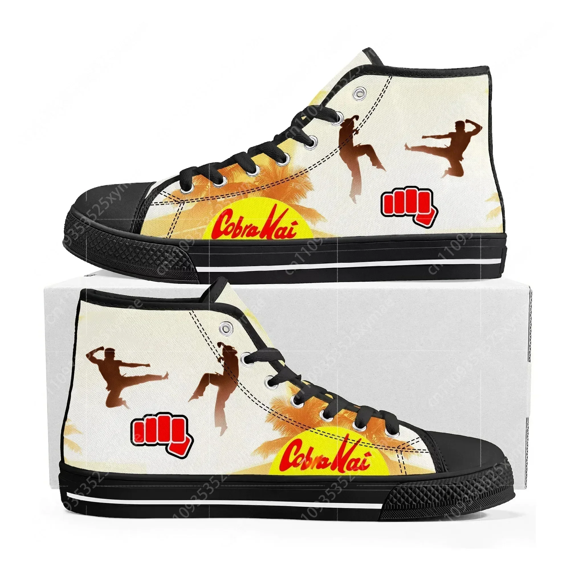 Cobra Kai No Mercy Snake High Top Sneakers High Quality Mens Womens Teenager Canvas Sneaker Casual Couple Shoes Custom Shoe