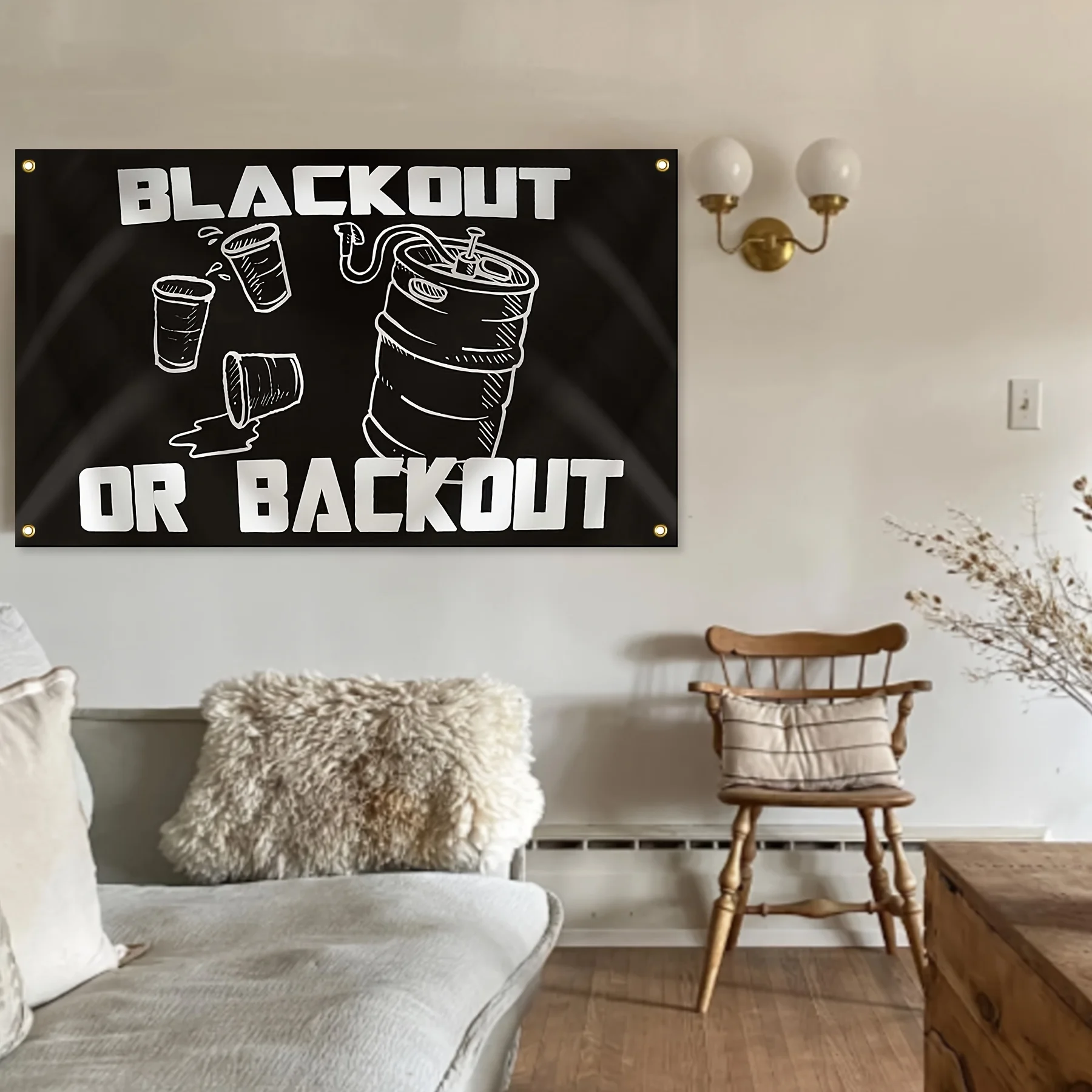 1pc Blackout Silhouette Flag, Vibrant Color Banner, Cool Graphic Wall Flag, Indoor Outdoor Decor for College Dorm, Man Cave