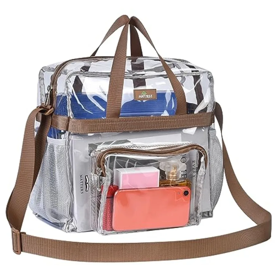 

MAY TREE Clear Bag for Stadium Events 12×6×12 Clear Tote Lunch Bag with Reinforced Straps for Work Sporting Events and Gym