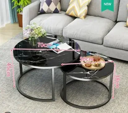 Tempered Glass Round Coffee Table for Living Room 2 in 1 Combination Cafe Table Easy Assembly Center Table