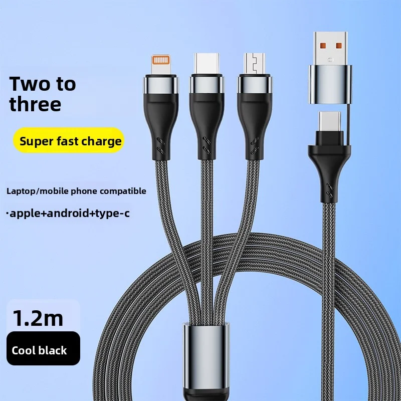 3In2 كابل شحن سريع الحبل آيفون Xiaomi مايكرو USB نوع C كابل الشاحن متعدد المنافذ متعددة USB شحن سلك خط 1.2 متر