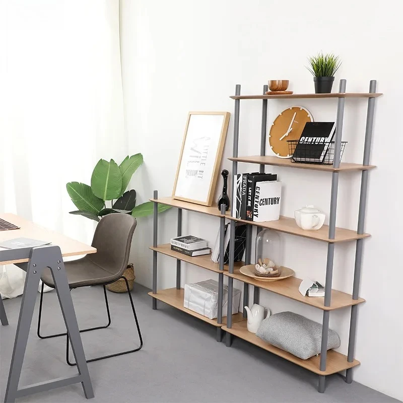 HXL Simple Bookshelf Combination Bedroom Study Shelf Floor-standing Storage Cabinet
