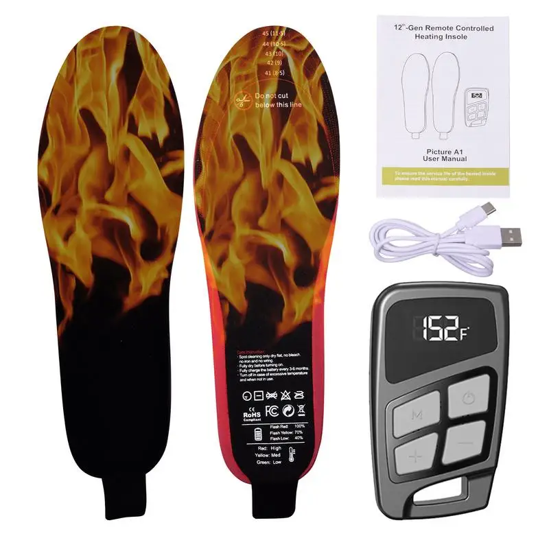 New Arrival Fast Heating Electric Insoles With 3 Temperature Settings And Remote 3500mAh Battery Foot Warmer Thermal Insoles