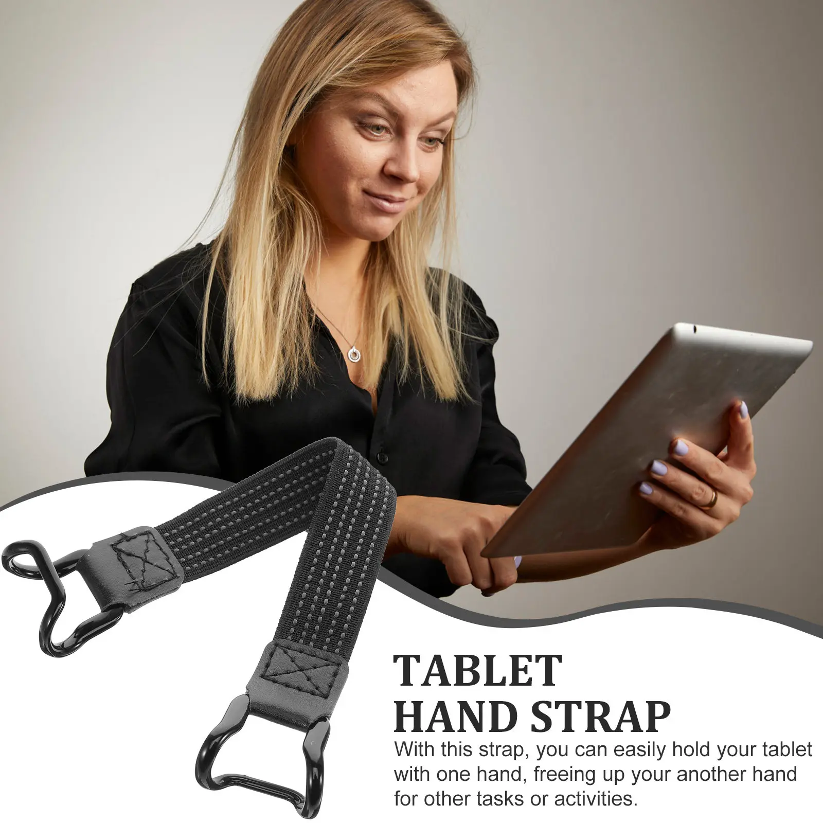 2Pcs Tablet Hand Strap Holder Elastic Nylon Anti-Fall Grip for -Hand Use Comfortable Lightweight Tablet Holder for Bed