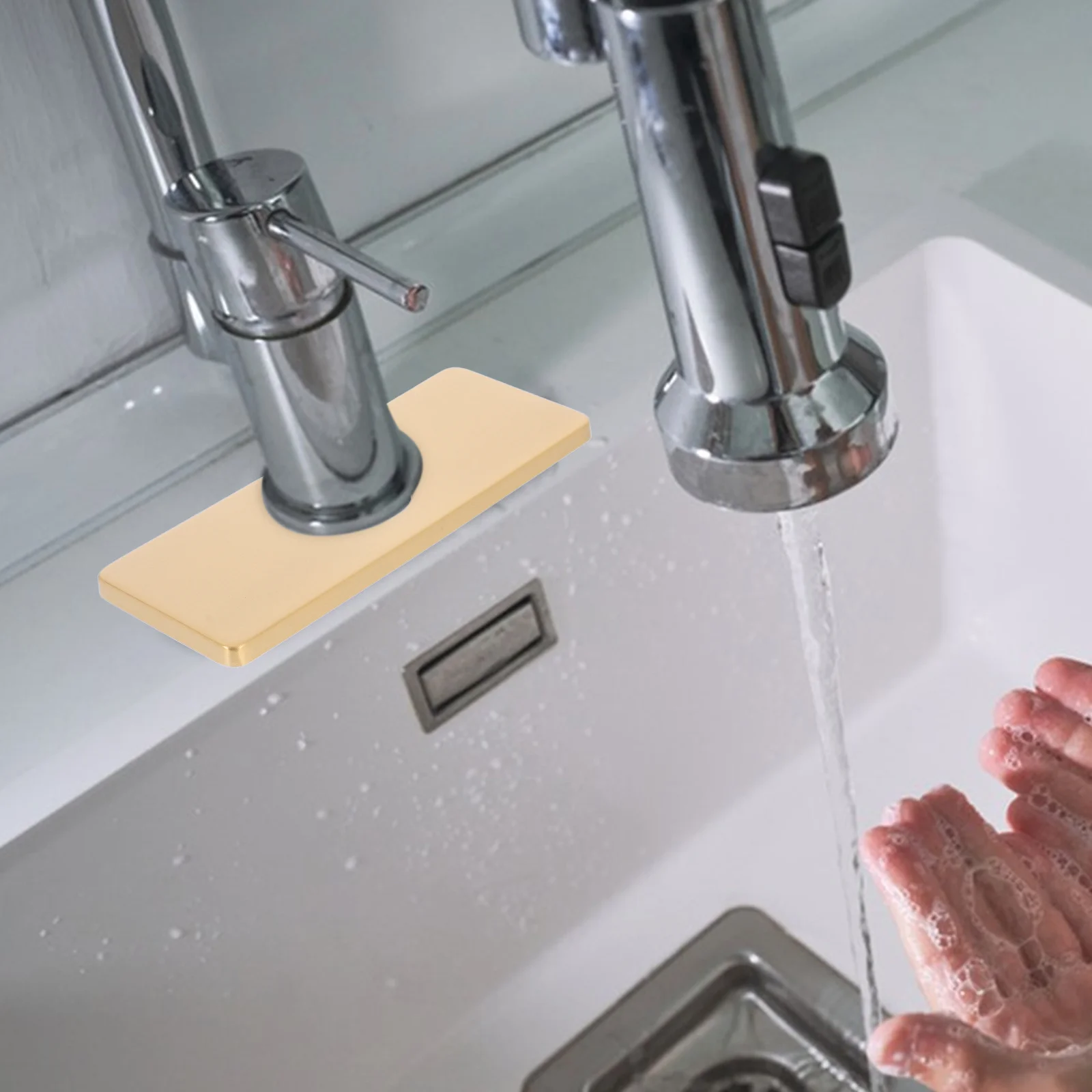 

2 шт. декоративная опорная пластина для крана из нержавеющей стали, прямоугольные крышки для отверстий для раковины для ванной комнаты, кухонный смеситель, золотой