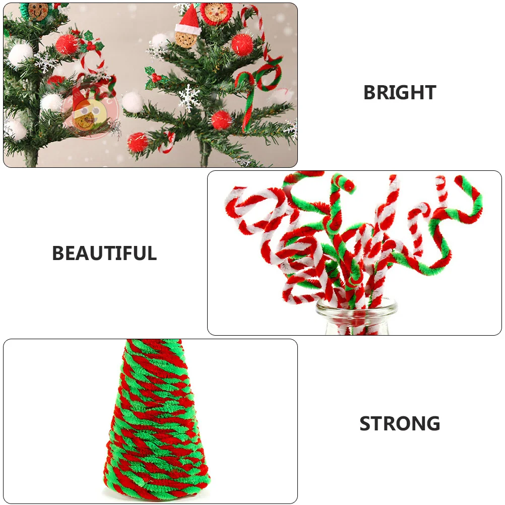 

100Pcs Christmas DIY Sticks Flexible Chenille Stems for Creative Crafts Early Learning Xmas Decoration Supplies