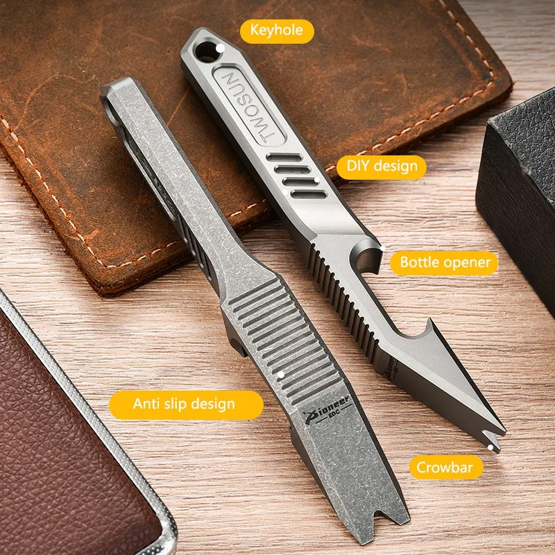 Titanium Alloy Crowbar  Bottle Opener Pry Window Breaker Multifunctional CNC EDC ToolPortable Keychain Unpacking