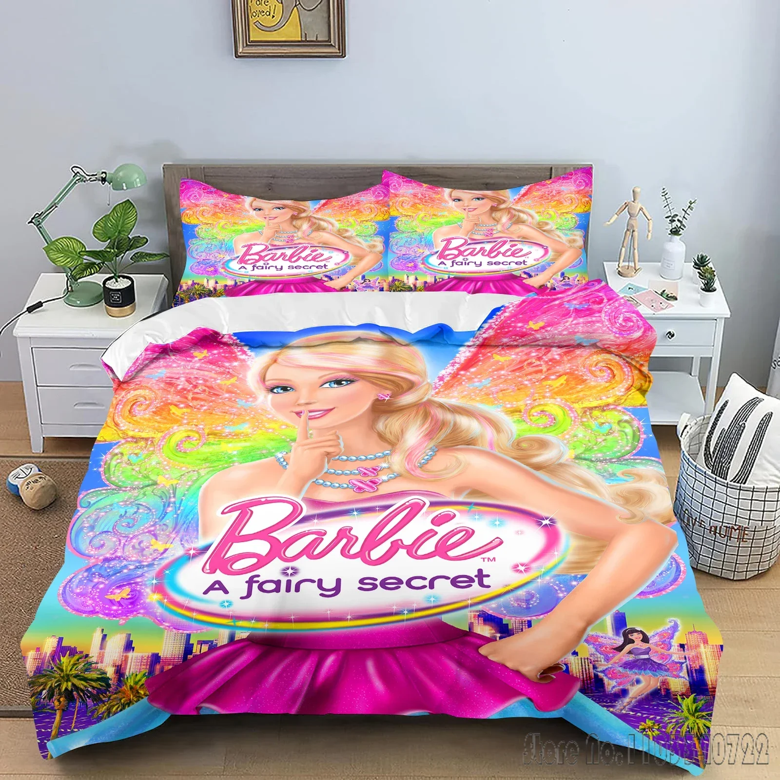 Princess Barbie Quilt Love Child Duvet Cover Set HD Comforter Cover Bedclothes for Kids Bedding Sets Bedroom Decor