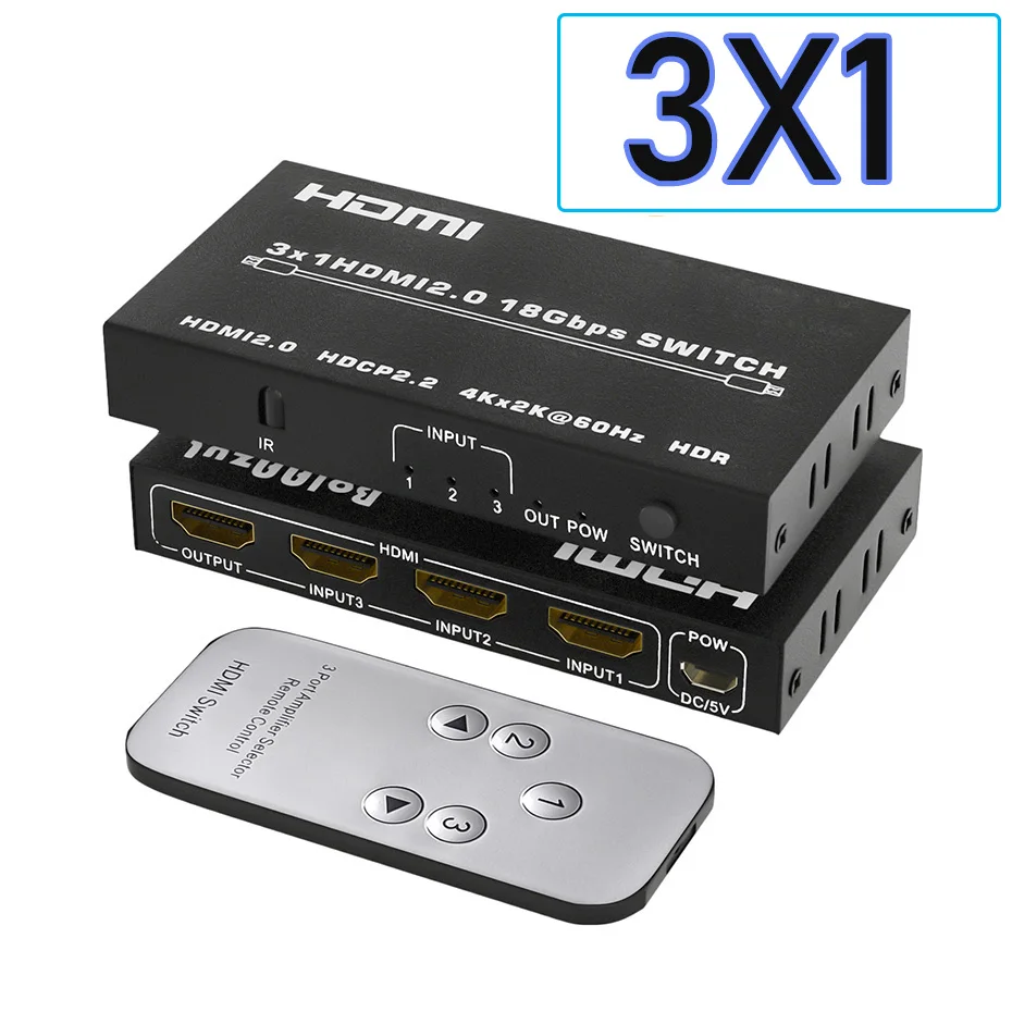 HDMI Switch 4K with Audio 4K 60Hz HDMI 2.0 Switch 5 in 1 out HDMI 4 in 1 out HDMI HDR Switcher audio extractor for PS5 PS4 Xbox