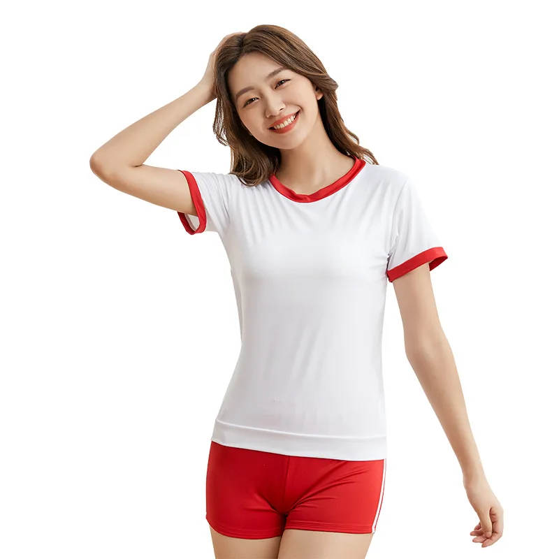 Mengyu Brand Color-Fastening Student Gymnastics Suit with Chest Pad Lining, Casual Home Sports Set, Pure Student-Style Swimwear, Academy Style