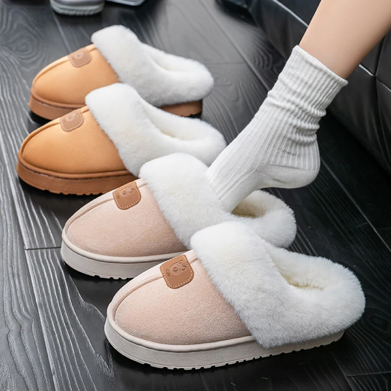 

House Fuzzy Slipper Women Platform Fluffy Winter Warm Fur Plush Indoor Female Furry Home Shoe Flat Flip Flop Ladies Footwear