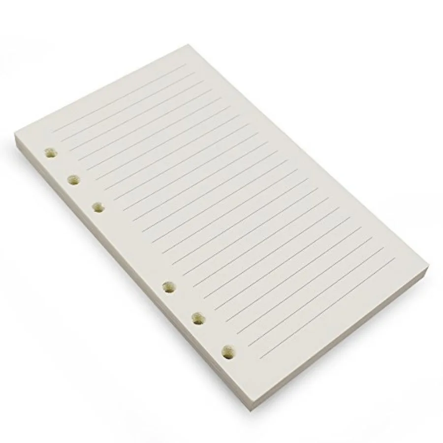 

6-Ring A6 Binder/Planner Refill Paper, 6 Hole, 6 3/4 x 4 1/8 Inch Refillable White Paper for Loose Leaf Binder Notebook Diary T
